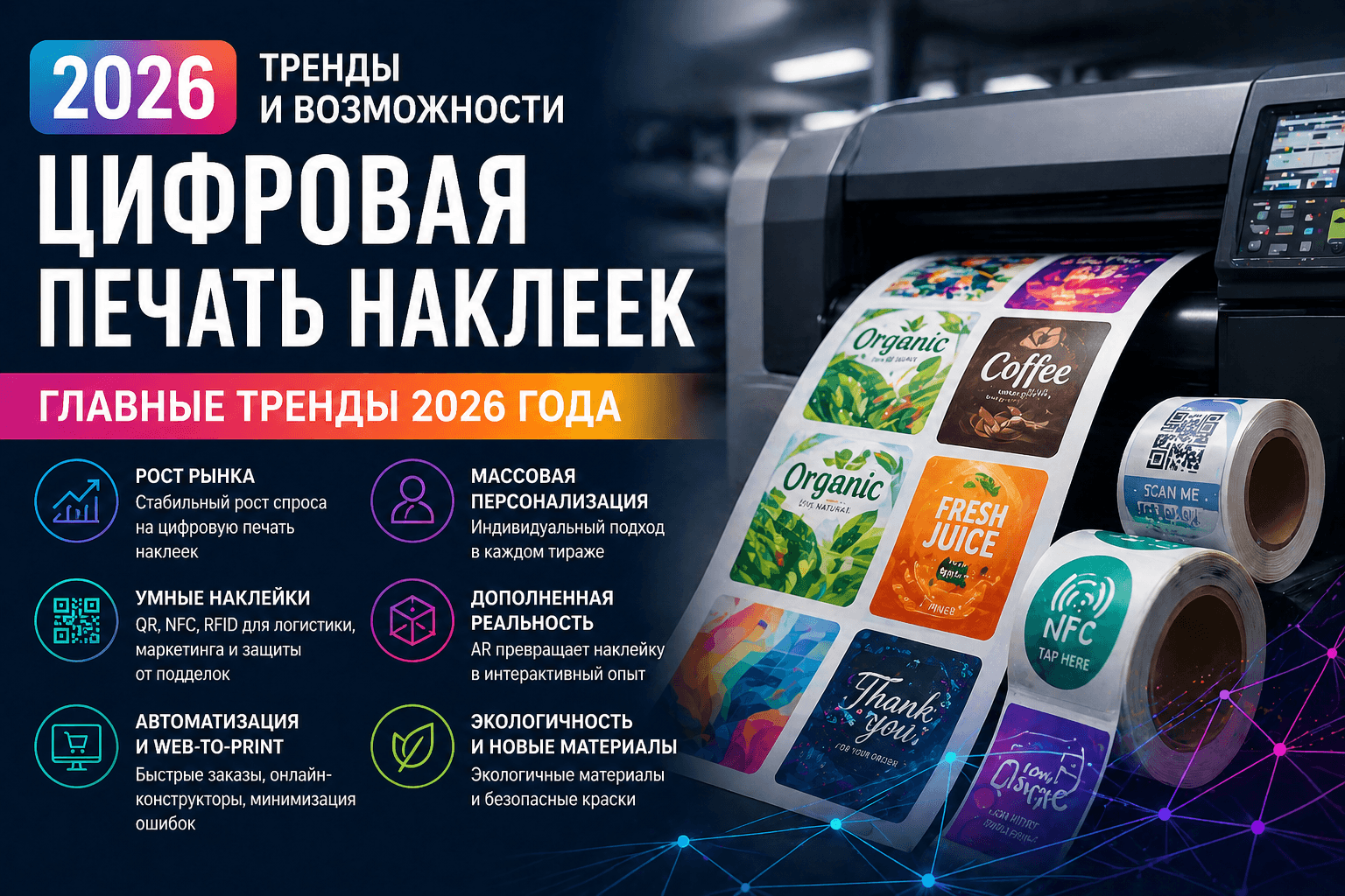 Тренды цифровой печати наклеек в 2026 году