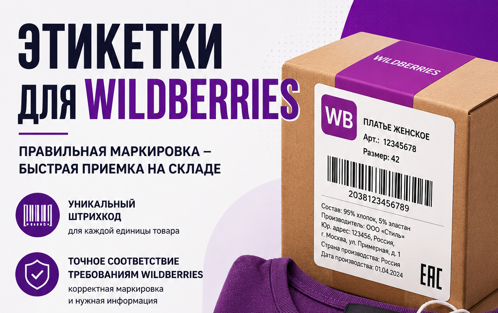 Этикетки для Wildberries: требования, размеры и правила маркировки товаров